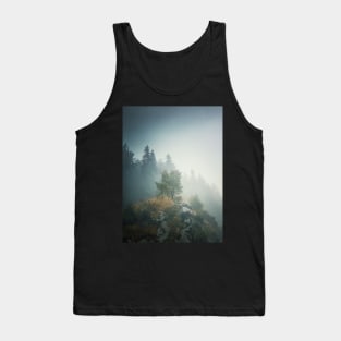 Solitary tree on a misty hill Tank Top